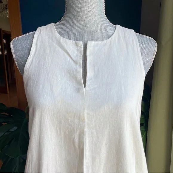 ADYSON PARKER Cream Sleeveless Sundress Hi Low Maxi Linen Dress - Picture 2 of 9